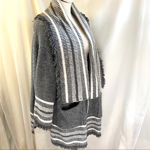 Zara | Sweaters | Zara Knit Chunky Long Striped Fringe Cardigan | Poshmark